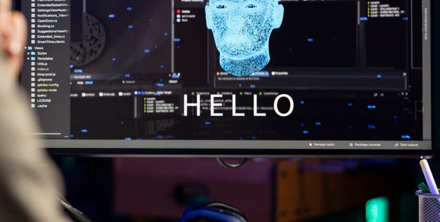 Self aware artificial intelligence becoming alive, saluting IT professional